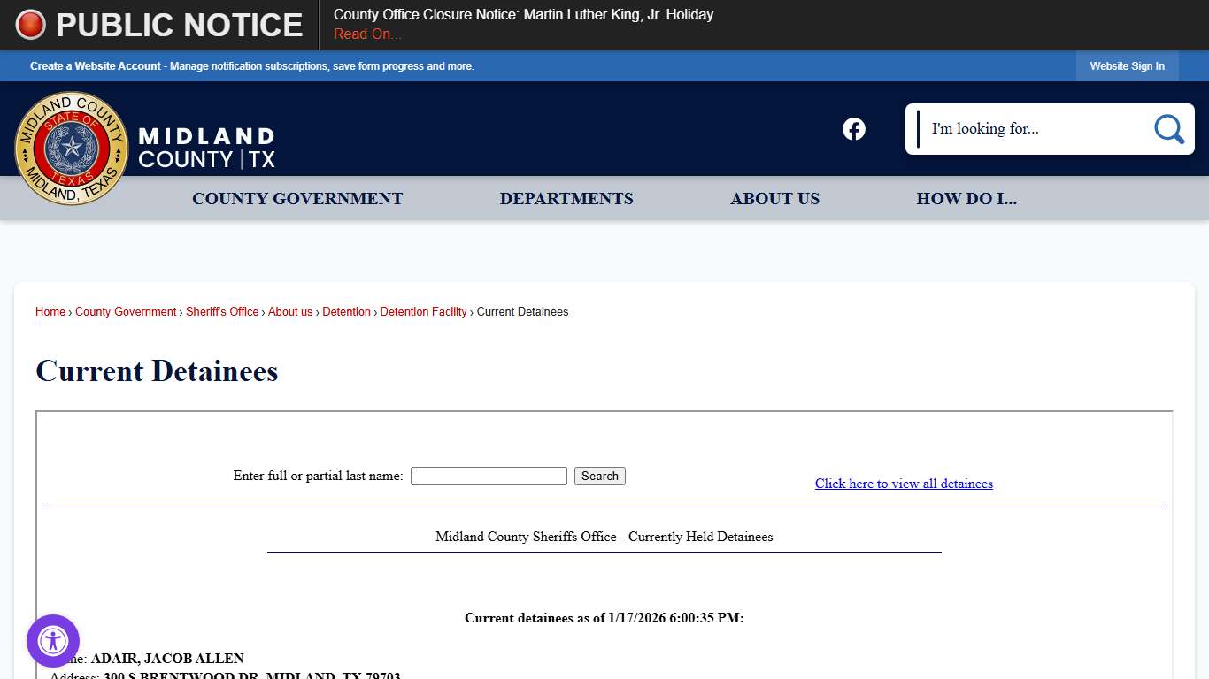 Current Detainees | Midland County, TX